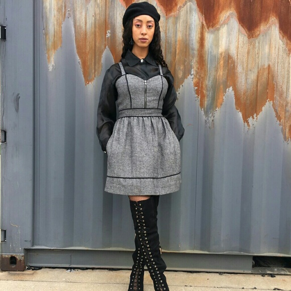 Kimchi Blue Gray Tweed Corset Dress sz 8 - Picture 1 of 4